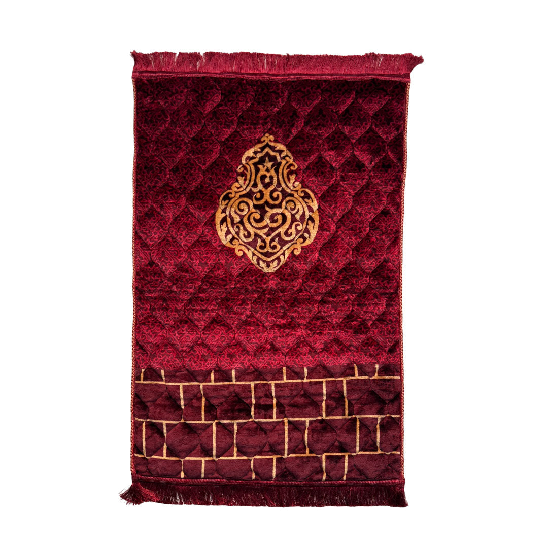 Crimson Crest Serenity - Premium Quilted Prayer Mat
